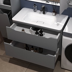 Style Line Мебель для ванной Марелла 90 Люкс Plus антискрейтч подвесная серая матовая – фотография-5